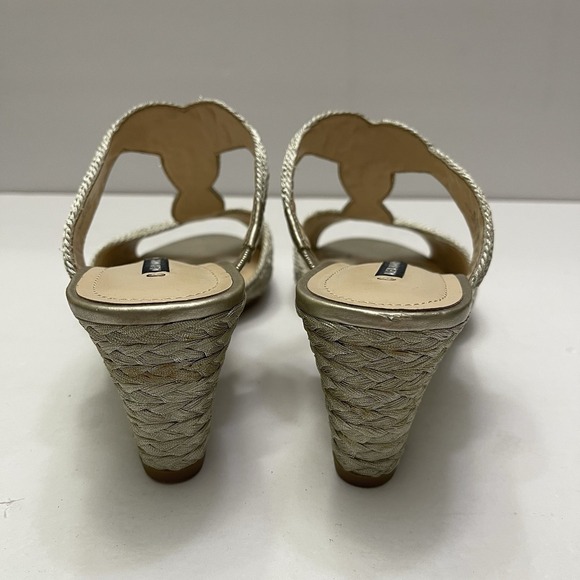 Alex Marie Martine Gold Shimmer Braided Wedges Heels Party Sandals Womens 8.5 - Picture 5 of 12